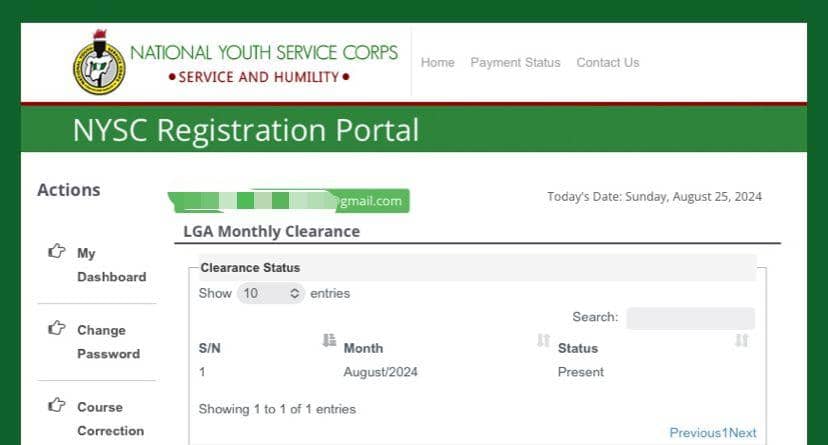 NYSC CLEARANCE FOR AUGUST