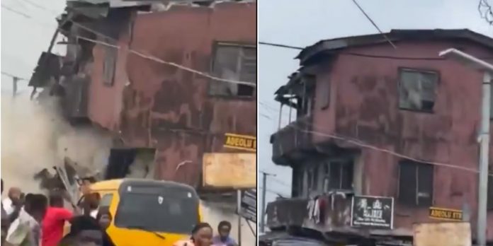 Tension as two-storey building collapses in Lagos (Video)