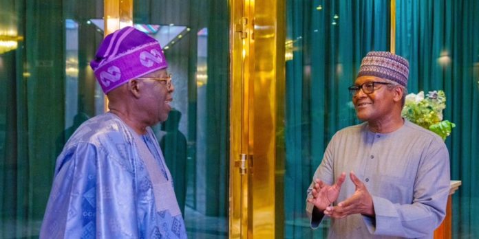Dangote meets Tinubu in Aso Rock, says fuel queues will disappear when marketers start patronising his refinery