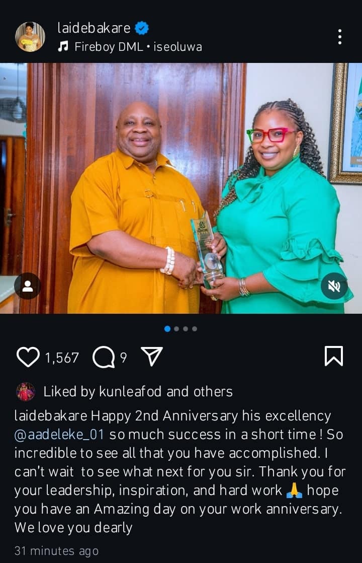 Laide Bakare celebrates Governor Adeleke on 2nd anniversary