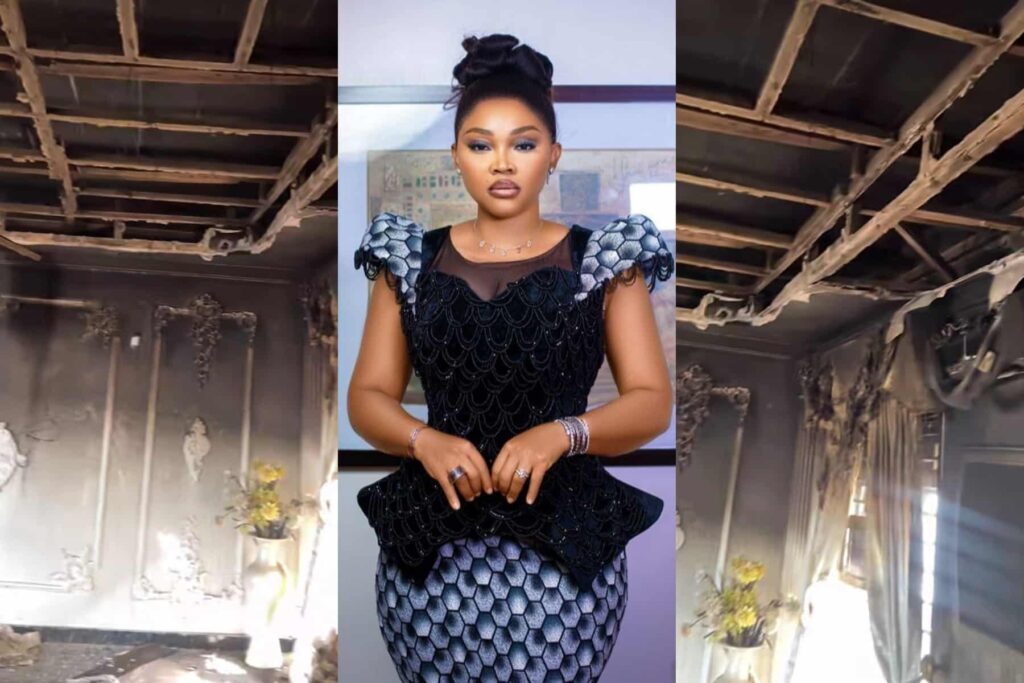 “I am devasted” – Mercy Aigbe cries out as she loses house to fire incident, shares aftermath of her property (Video)