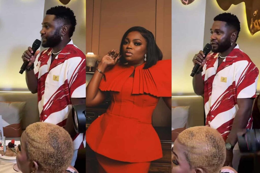 “I am trying not to get emotional but you have done a lot for people, especially for my career” – Jide Awobona melts heart with his heartfelt speech to Funke Akindele (Video)