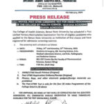 Benue State University, Makurdi Rosters 2024/2025 Post Utme Screening Exercise For The College Of Health Sciences