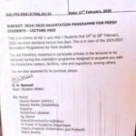 Idah Poly notice on orientation exercise and lecture free days