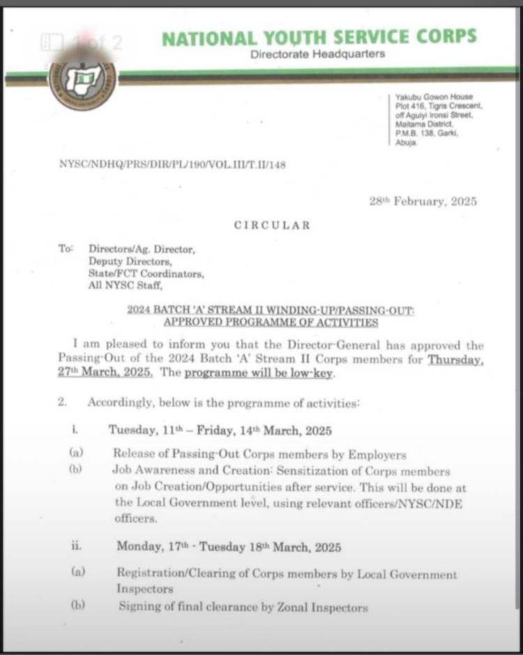 2024 BATCH A STREAM II PASSING-OUT CALENDAR