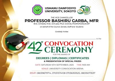 UDUS announces 42nd convocation ceremony